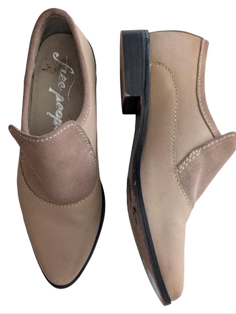 Free People Brady slip-on loafers in tan leather EU 37.5